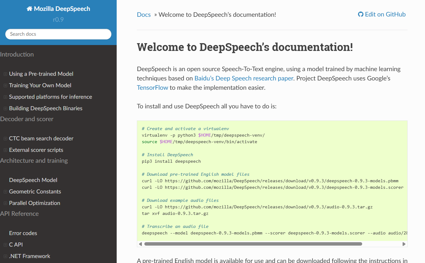 Mozilla’s DeepSpeech