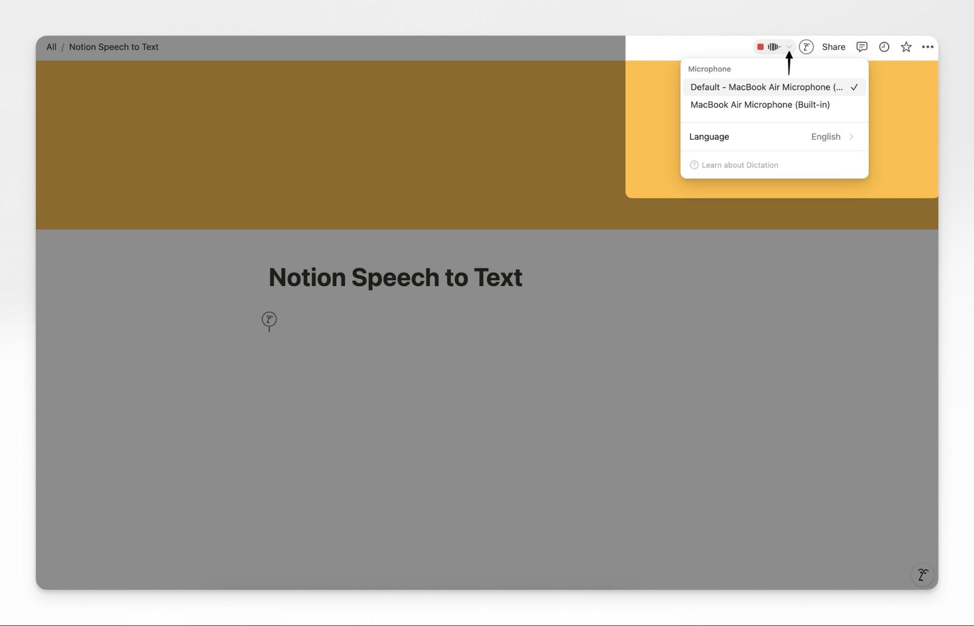 Notion speech to text